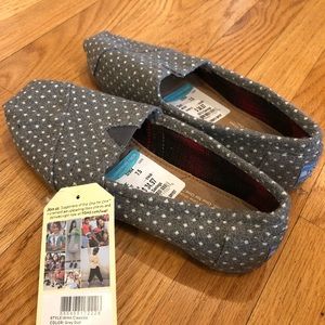 Gray TOMS with white polka dots